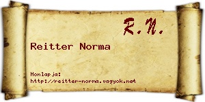 Reitter Norma névjegykártya